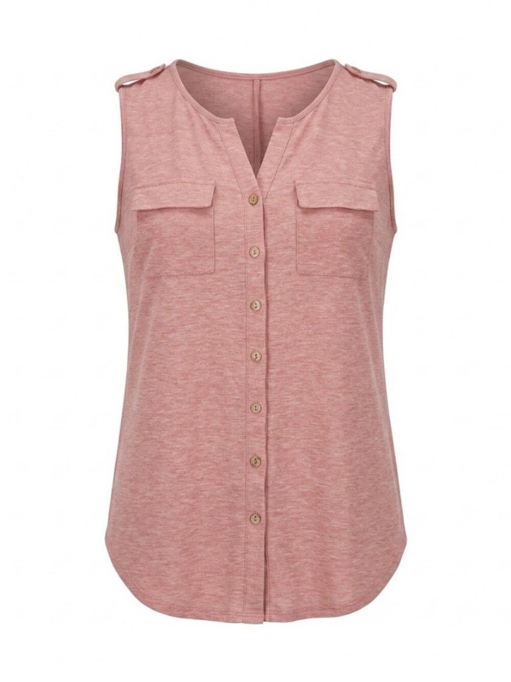 Parallel Skies Pink Tank Top Sleeveless Button  Blouse Women’s Size S